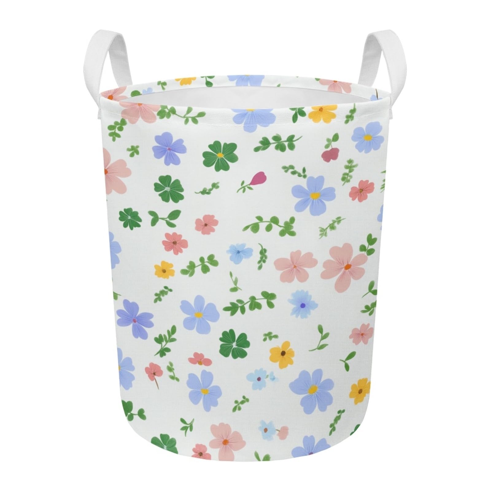 Flores púrpuras pequeñascesto ropa sucia pequeño