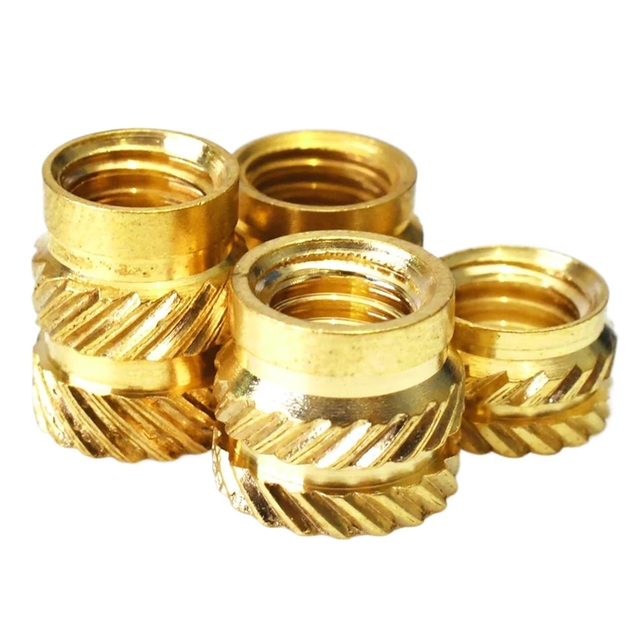 hot melt nut M2 M2.5 M3 M4 M5 M6 M8 Brass Insert Nut Hot Melt Knurled Thread Nuts Heat Injection Embedment Insertion Copper Nut Double Twill(Length 3mm 50pcs,M4 (OD 7mm))