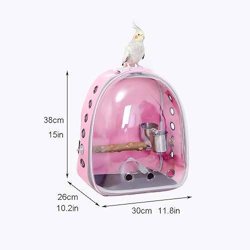 Miniatura 2 de GLOOOB Jaula para periquitos de loro jaula para pájaros mochila para transporte de pájaros mochila para viajes senderismo y uso al aire libre jaula