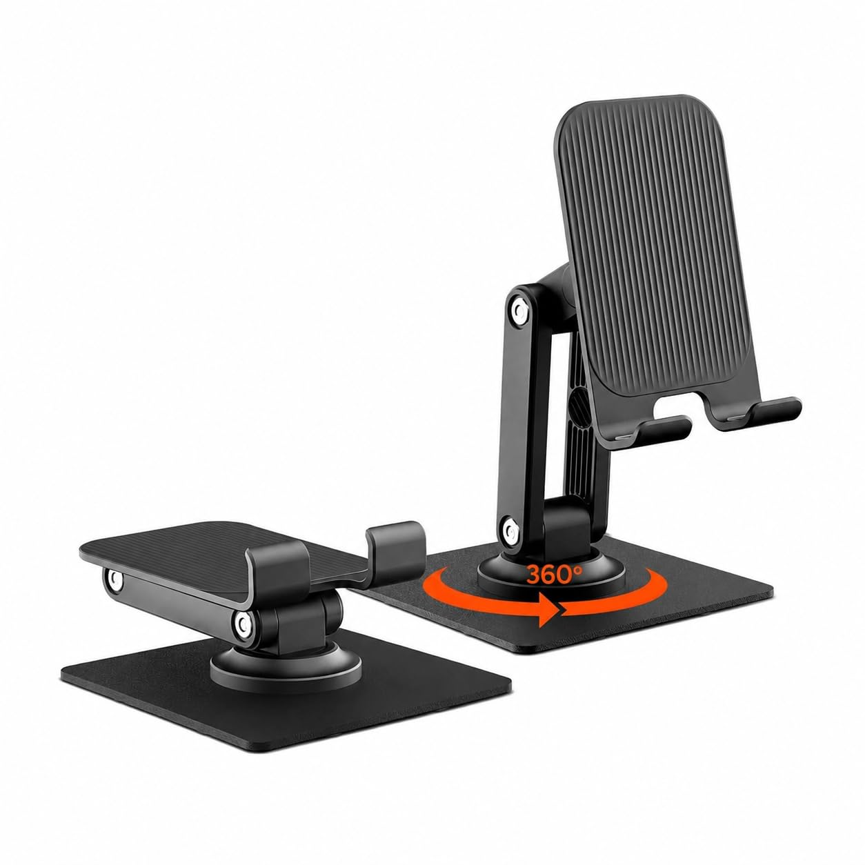 360° Rotation, Foldable Design Mobile Stand with Stable Metalic Round Base, Multiple Height & Angle adjustments Compatible with Smartphones, Tablets, Kindles & iPad (Twistand 360, Black)-image-19