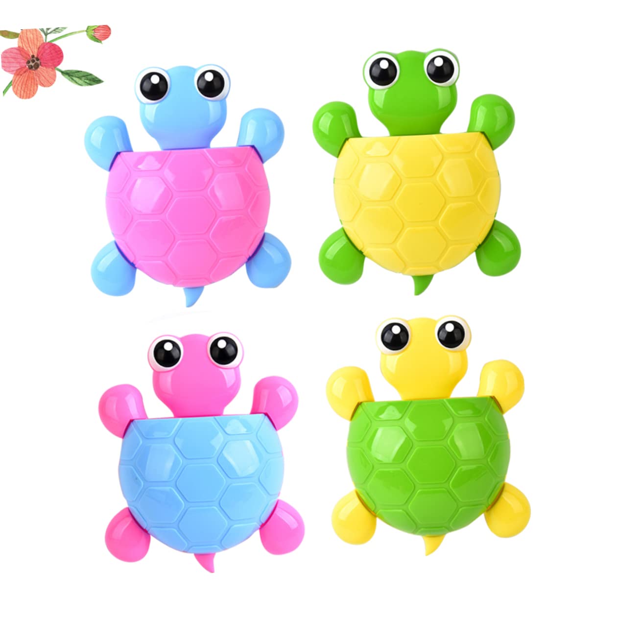 Portacepillos de Dientes para Lavabo Ventosa 4 Piezas Tortuga