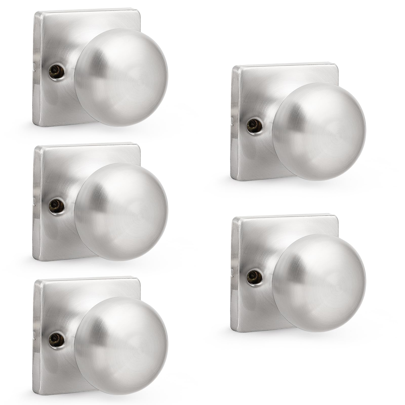 Brushed Nickel Privacy Door Knobs - Lockable & Secure -23