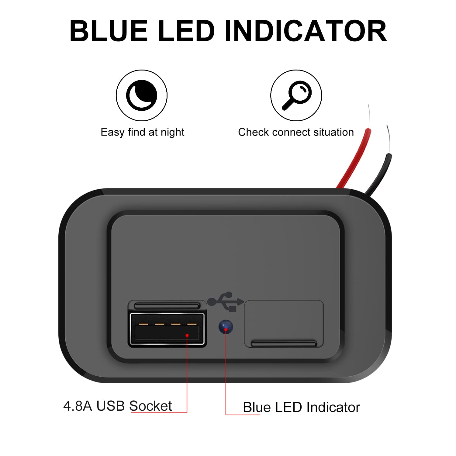 4.2A Doppia Presa USB Auto Cavo Rosso Caricabatterie Presa 2 Adattatore Porta 12V-24V Carica Pannello di Ricarica Connettore per Moto/Auto/Barca/MTB
