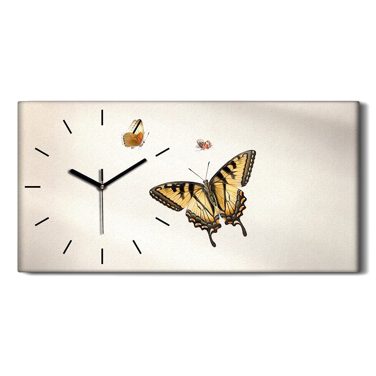 Horloge murale silencieuse toile moderne salon chambre papillon 60x30cm