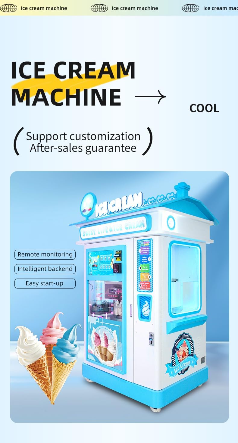 High-Speed Ice Cream Dispenser for Outdoor Locations, Self-Serve Vending Machine, Easy Operation and Durable Design