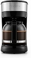 OVENTE CM412B 12-Cup Drip Coffee Maker with Glass Carafe, One-Touch Brew, Anti-Drip, Reusable Filter - Black