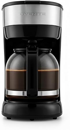 OVENTE 12-Cup Drip Coffee Maker with Borosilicate Glass Carafe, One-Touch