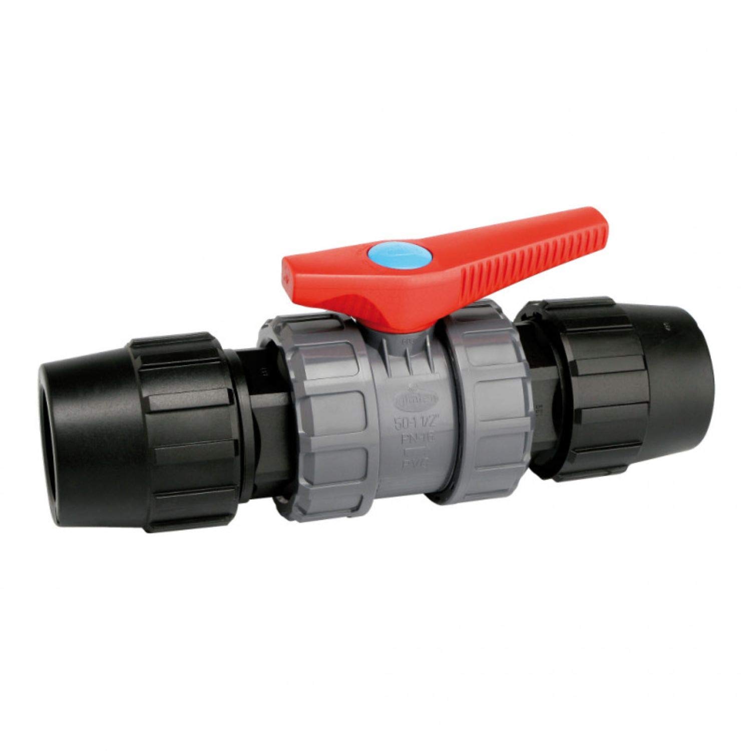 Jimten 52286 - Válvula esfera pvc desmontable 63 enlace tubo poliester