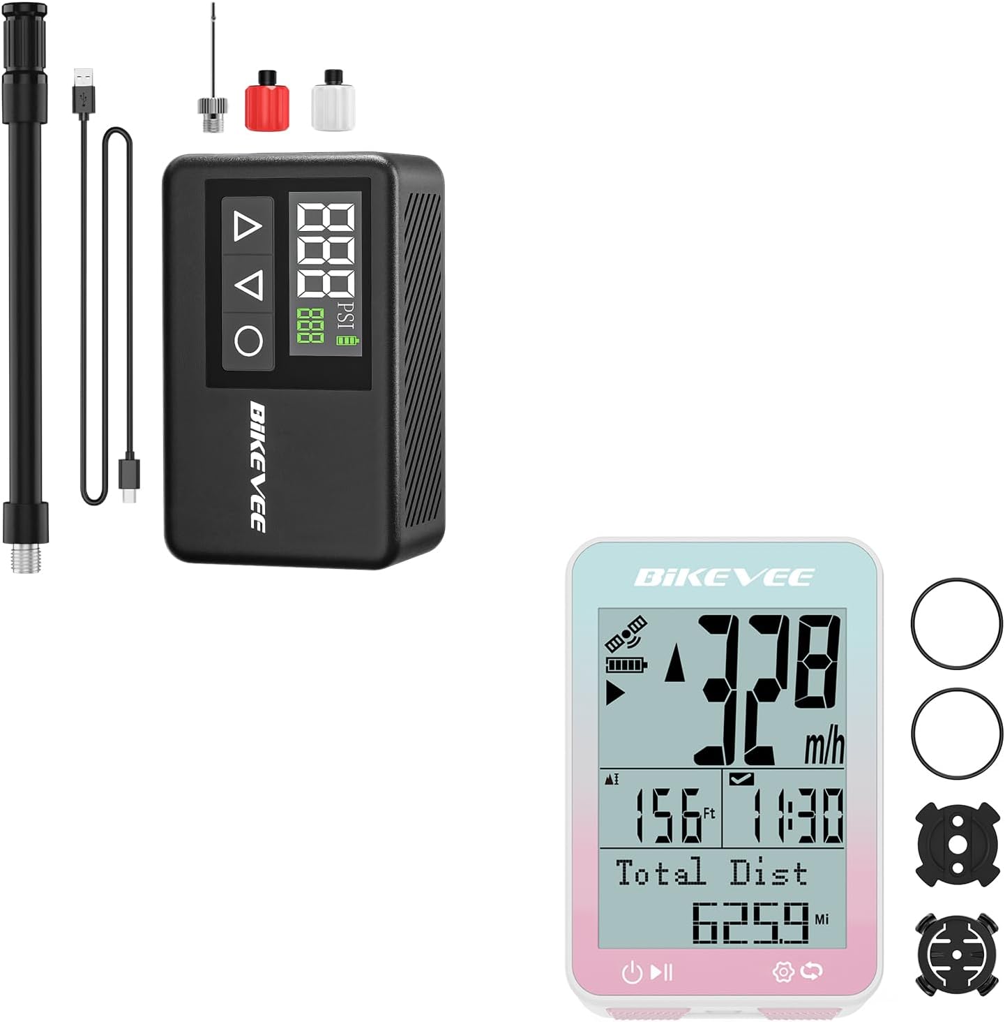 GPS Speedometer & Odometer - Wireless Bike Computer + Mini Bike Pump Electric (New Version)