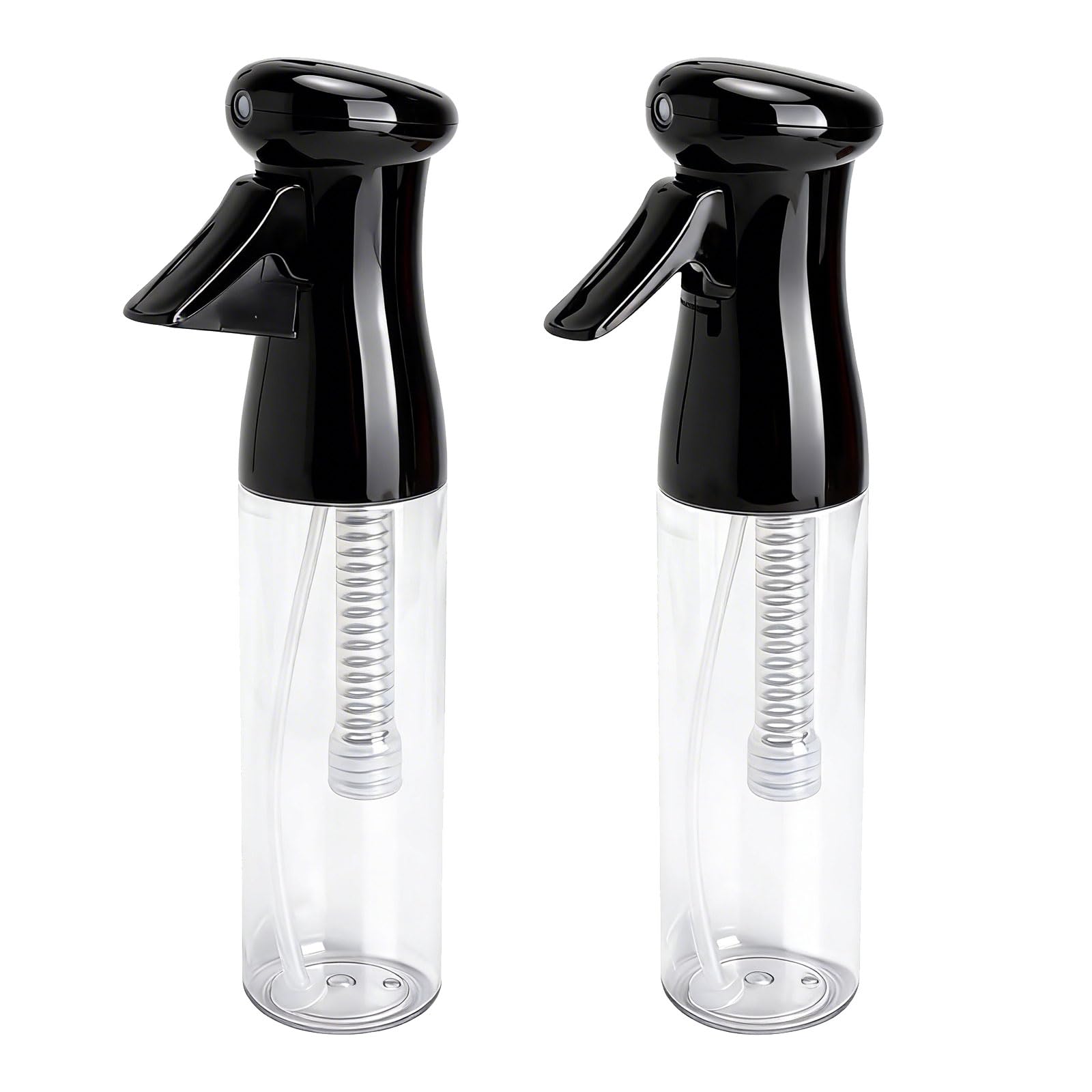 2 Piezas Botella Pulverizadora Ultrafina, Pulverizadores Continuos, Spray Bottle Antigoteo de 300ml, Pulverizador de Agua, spray bottle para Cabello, Plantas y Limpieza, Negro y Blanco