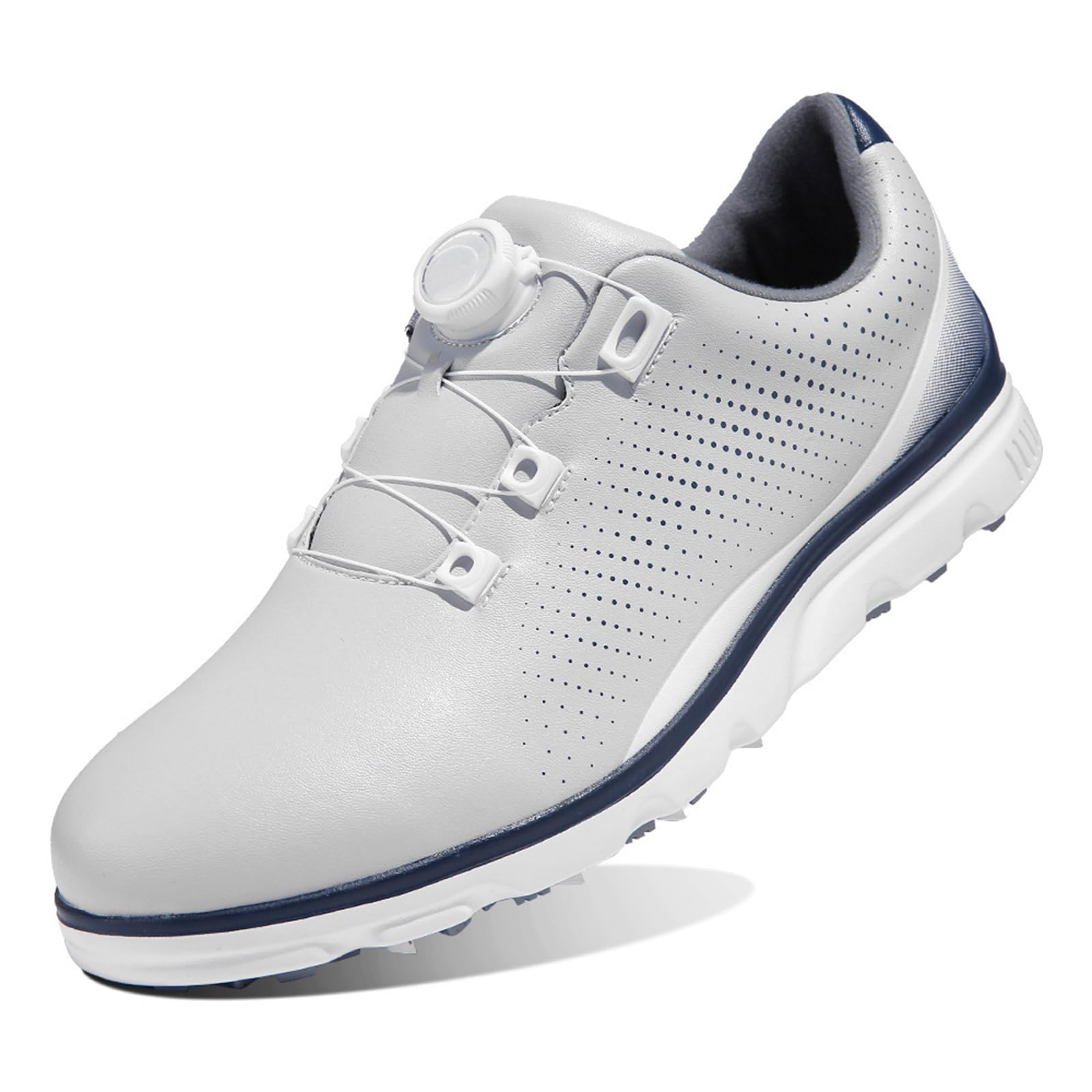 JiuQing Męskie buty golfowe skórzane wodoodporne bez kolców wygodne antypoślizgowe do golfa