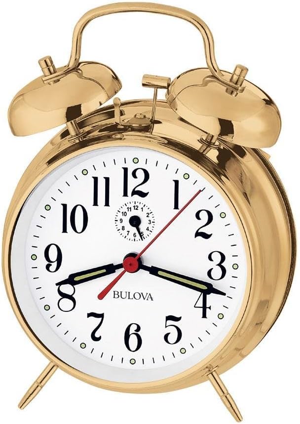 Bulova B8124 Bellman Alarm Clock, Gold