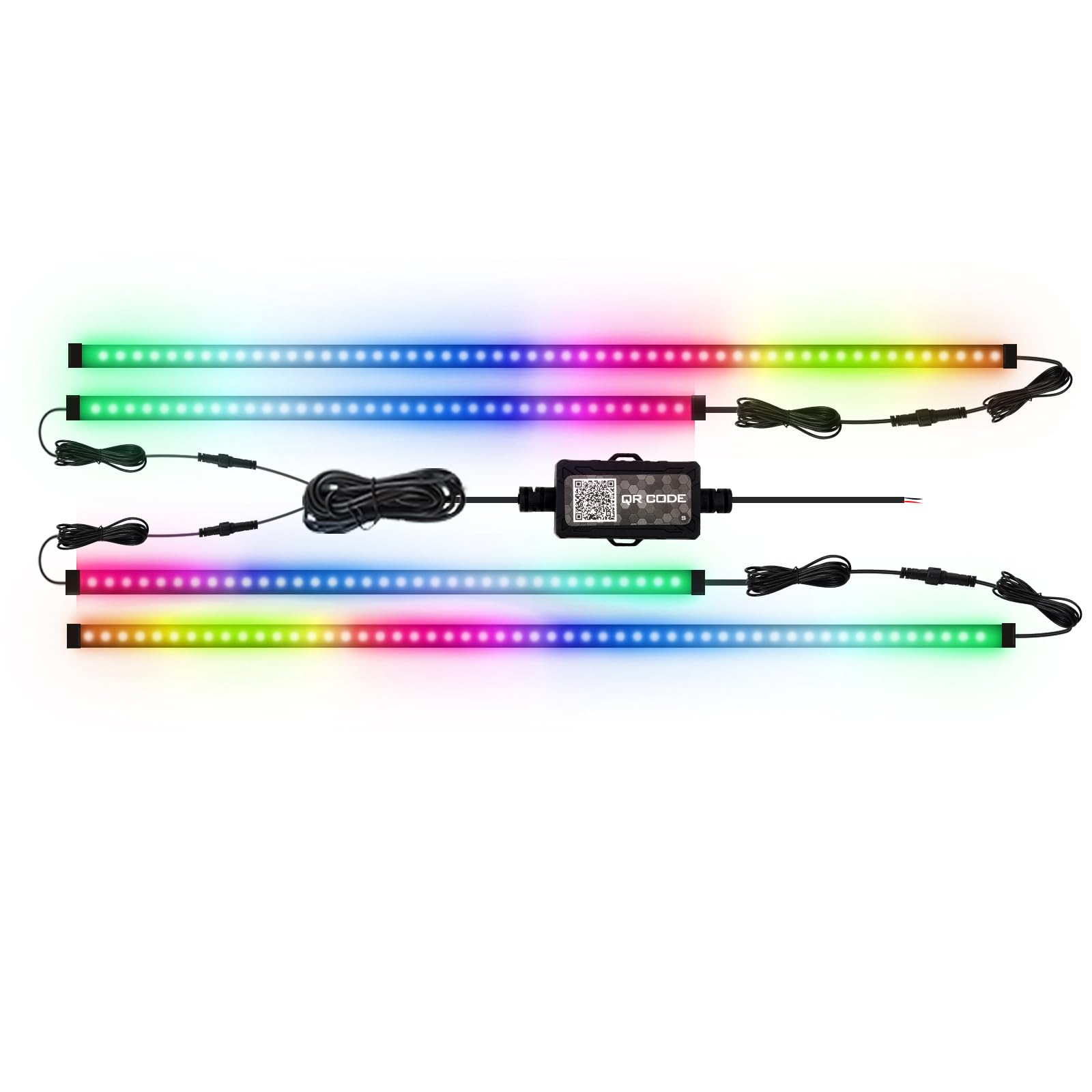 Exterior Car Underglow LED Strip Lights, 4Pcs Dream Color Chasing Neon Accent Lights Kit, 16 Million Colors Waterproof Sound Actived Underbody System Lights, Bluetooth APP Control, DC 12V