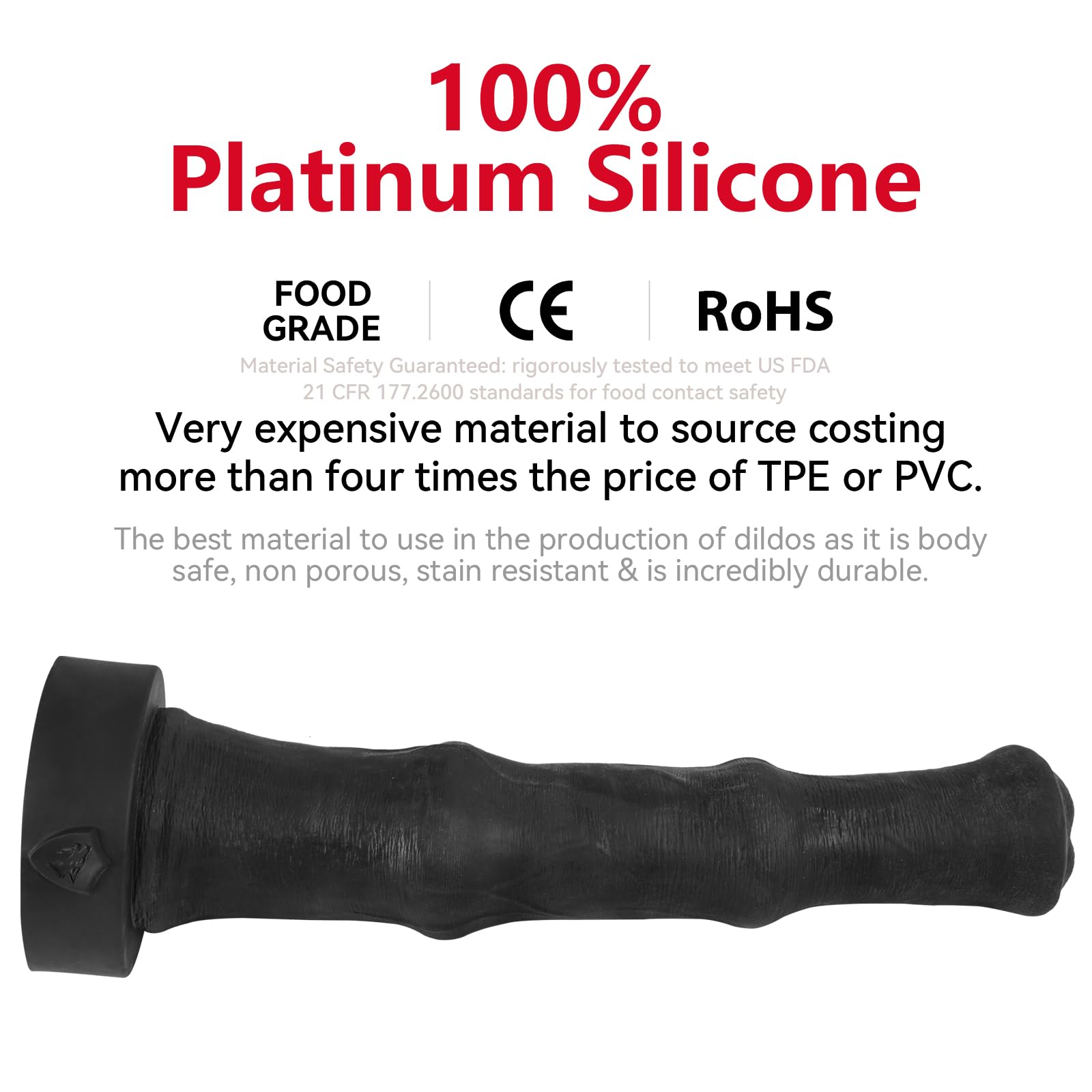 Pene de silicona platino de grado alimenticio Italian Stallion de 50,8 cm - Material que cumple con los estándares de la FDA - Dildo anal gigante extragrande - Vac-U-Lock
