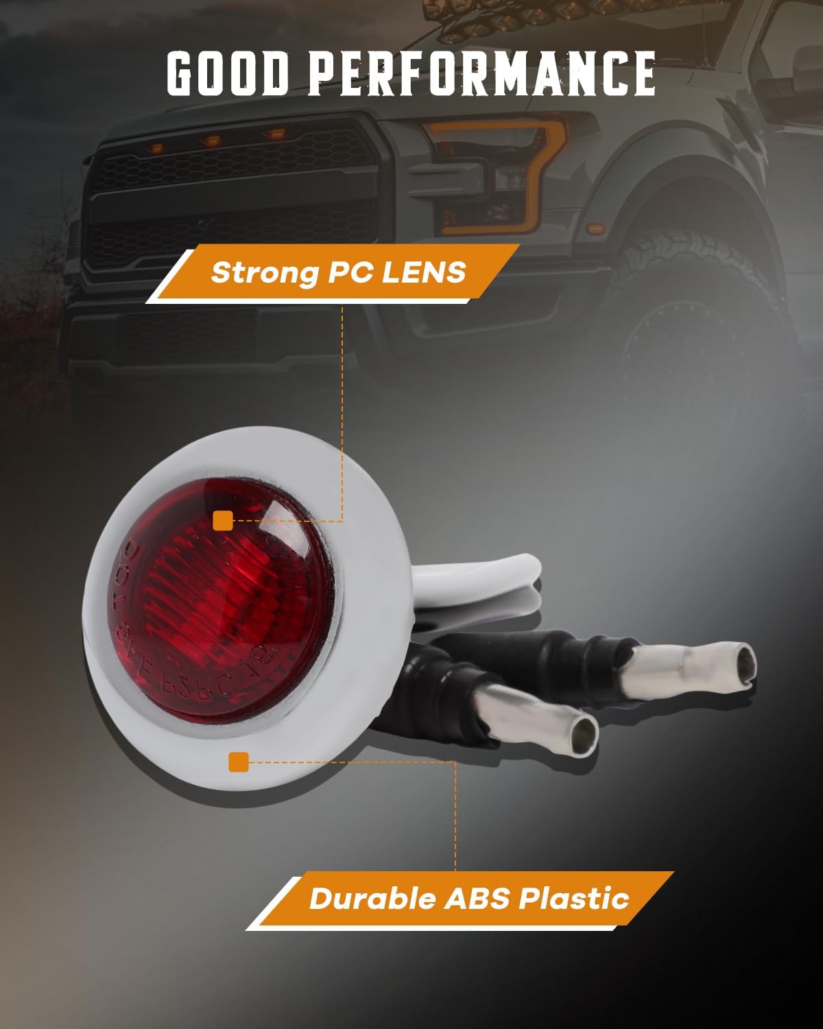 cciyu 20x 3/4” Round Clearance LED Front Rear Side Indicator Bullet Marker Light w/Chrome Bezels Brake Stop Warning Waterproof Light for Truck RV Car Bus Trailer Van Caravan Boat Re'd