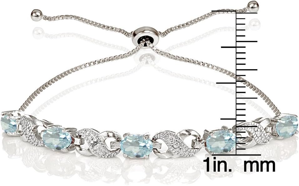 Ice Gems Sterling Silver Genuine or Created Gemstone Infinity Adjustable Bracelet