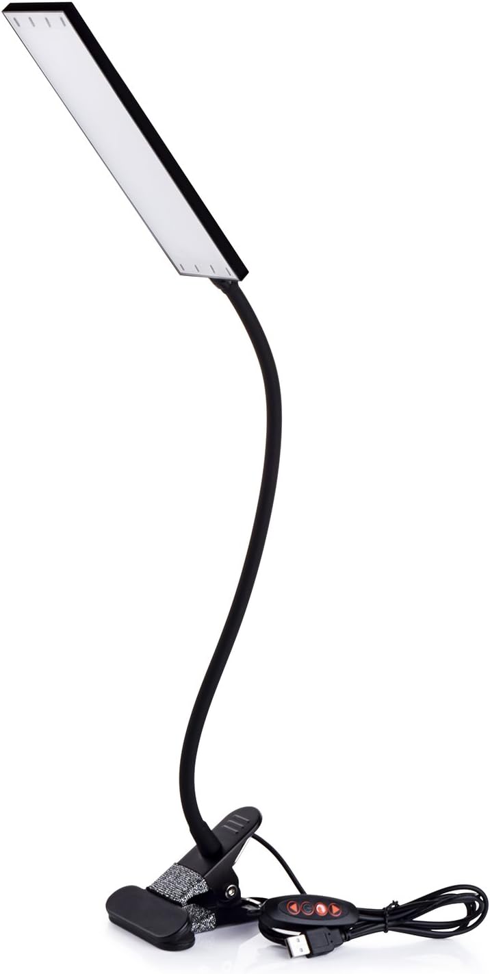 LED Desk Lamp – Dimmable Eye-Care Reading Light with Adjustable 3 Color Modes, 14 Brightness Levels, Flexible Gooseneck Clip-on Light for Studying, 5W-Black LED Desk Lamp – Dimmable Eye-Care Reading Light with Adjustable 3 Color Modes, 14 Brightness Levels, Flexible Gooseneck Clip-on Light for Studying, 5W-Black