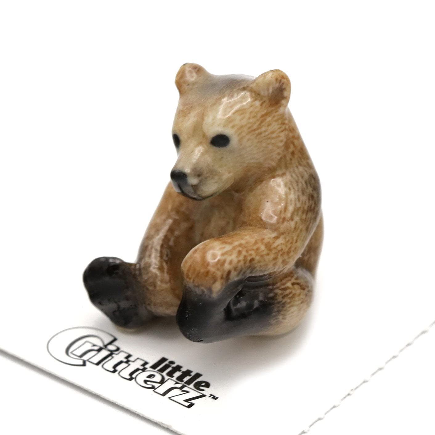 Bear Brown Bear Cub Bernie - Home Decor Birthday Gift Miniature Porcelain Figurine
