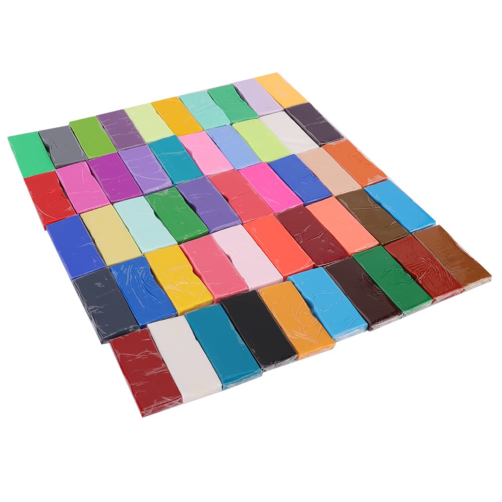 Weiches Polymer-Ton-Set, Modelliermasse für Kinder, ungiftiger farbiger Ton mit glatter Textur für DIY‑Bastelarbeiten und Skulpturen, pädagogisches Kreativspielzeug mit (50 Farben, 20 g Karton +