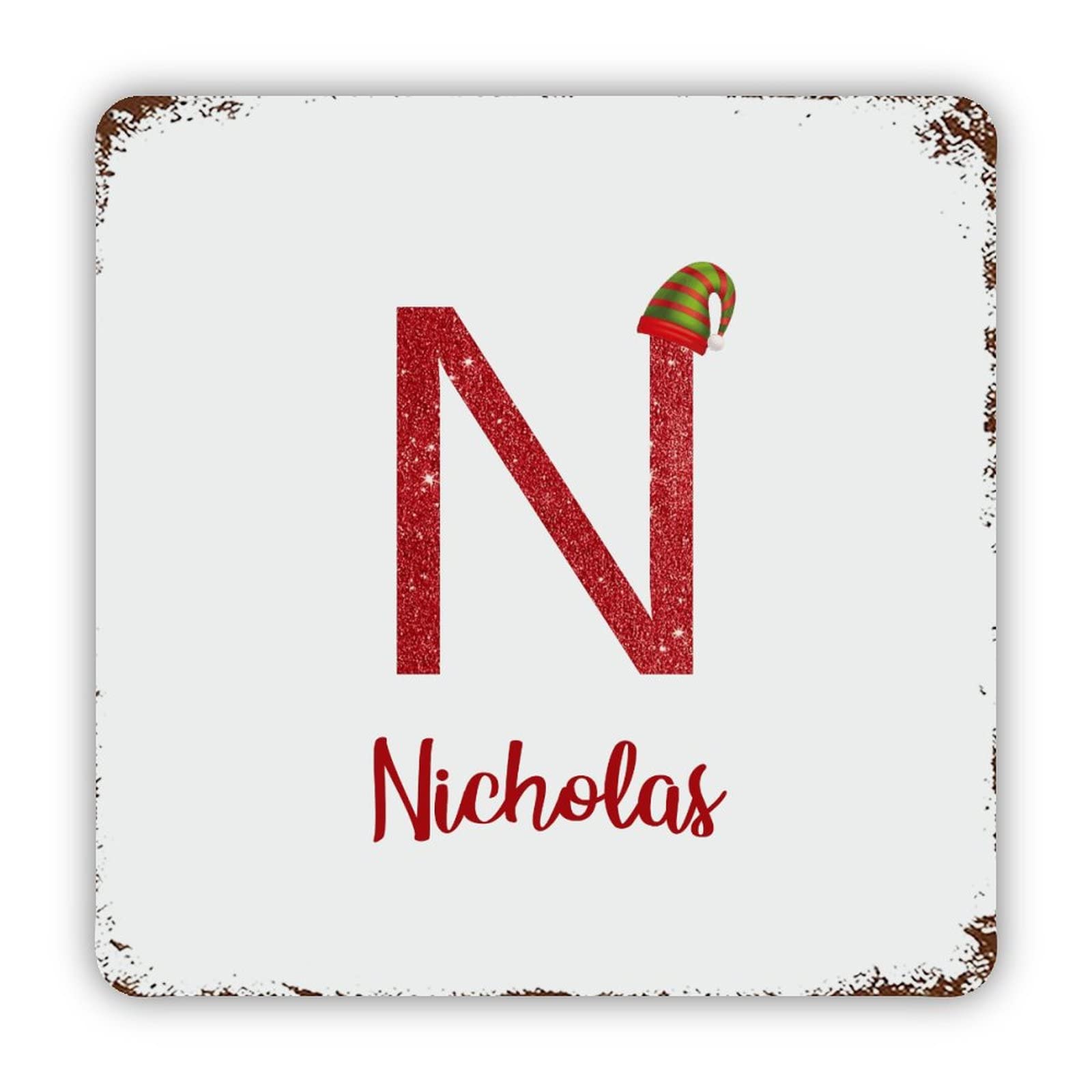 Personalized Name Custom Initial Letter N Aluminum Tin Sign 12x12 Inch Waterproof Vintage Metal Sign for School Office Classroom Gate Garage Garden Home Wall Decoration Housewarming Gifts