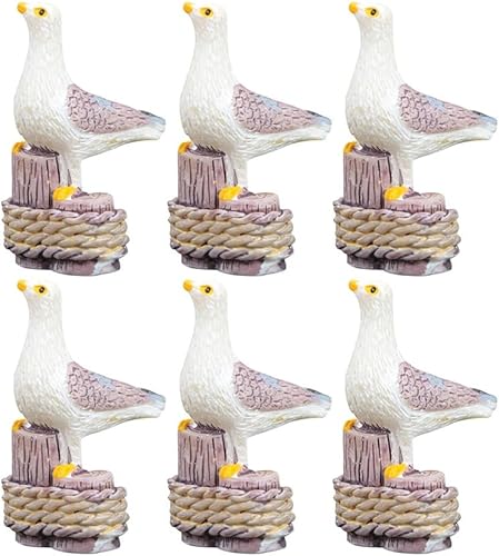 Miniatura 8 de Amosfun 6 esculturas de gaviota en miniatura para decoración de jardín, figuras de aves marinas de resina, adornos de micro paisaje costero, 0.6 x
