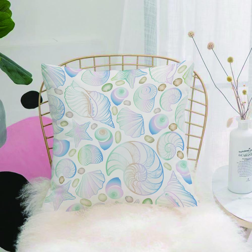 Hyosxw Starfish Seashell Pattern Summer Holiday Ani - A9 Cushion Cover,Throw Pillow Case Home Decorative For Living Room Bedroom Sofa Chair 18X18 Inch,Starfish Seashell Pattern Summer Holiday Animals Ocean Wildlife Aquarium Aqua,Pillowcase 45X45cm