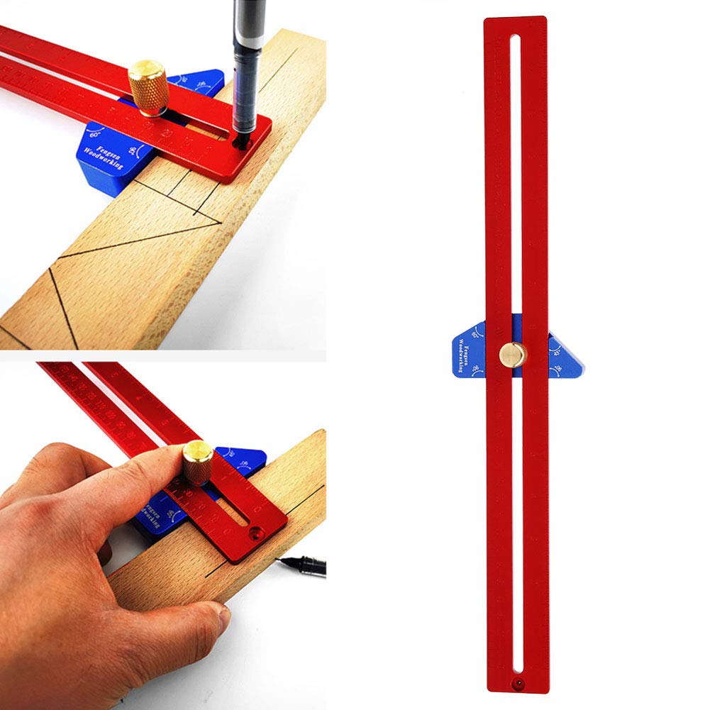 Righello per falegnameria YX400, strumento di misura in lega di alluminio per carpentieri, localizzatore di linee anodizzato con scala chiara per tracciature precise, righello da