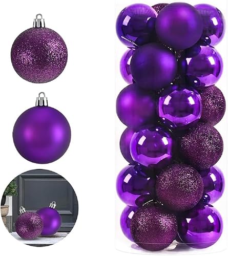 Miniatura 9 de 24 bolas de Navidad, bolas colgantes de Navidad inastillables para árbol de Navidad, vacaciones, boda, fiesta de Mardi Gras (verde)