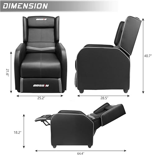 Miniatura 2 de BOSSIN Silla Reclinable de Gaming para Adultos 400lbs Sofá Estilo Carreras Grande y Alto Asiento Reclinable de Cuero PU, Salón Moderno Ergonómico