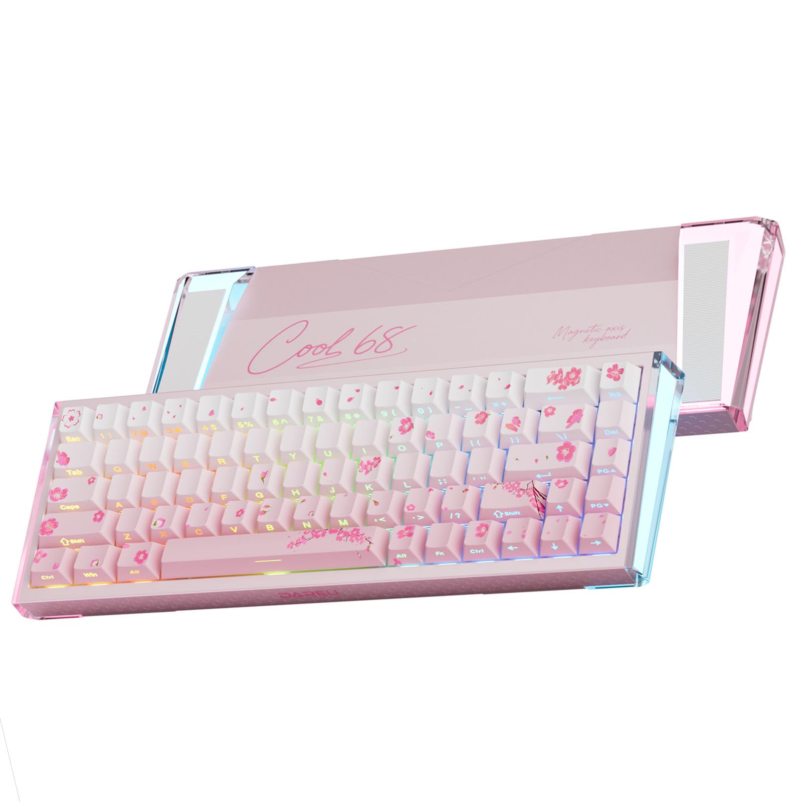 DAREU COOL68 60% Sakura Pink Wired Gaming Keyboard, Rapid Trigger