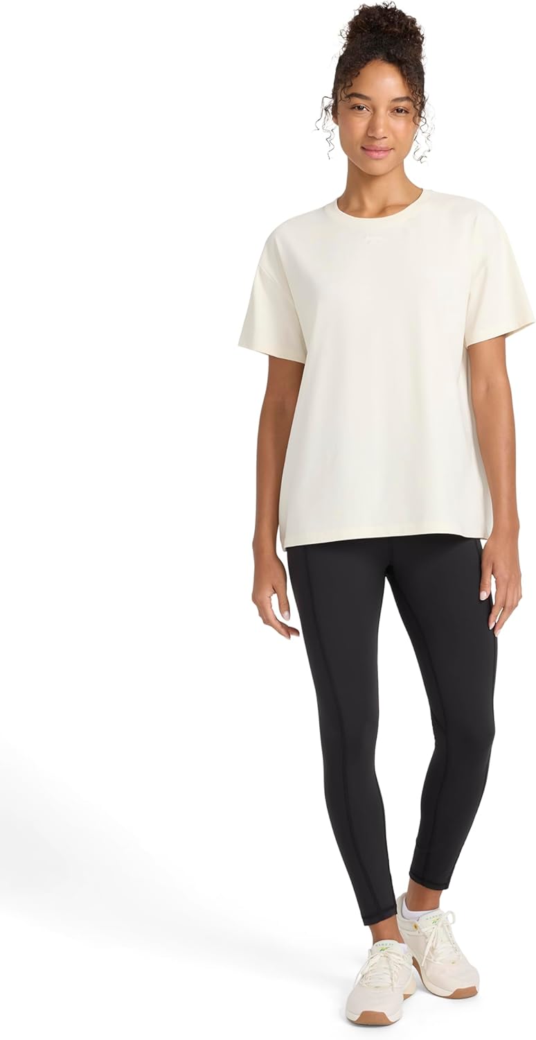 Reebok Womens Embroidery Hit All Short Sleeve Crewneck T-Shirt, Oversized Fit, Lightweight Stretch Cotton Fabric - Image 3
