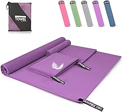 Pfloge® Mikrofaser Handtuch 3er Set, 180x80cm Microfaser Handtücher Groß+ 2 Stück 80x40cm Klein Fitness Handtuch, Farbecht Mikrofaser Badetuch, für Fitness, Sauna,Strand, Reise