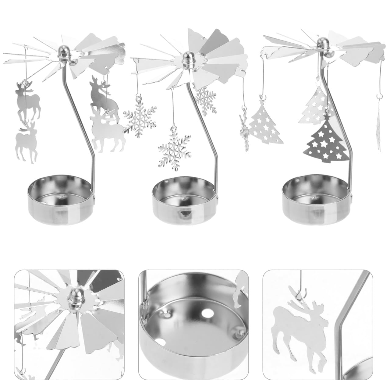 Amosfun Bougeoir Rotatif en MéTal Carrousel pour Bougie DéCoration De Table Romantique Accessoire Bureau Salon Mariage 13X8X8Cm