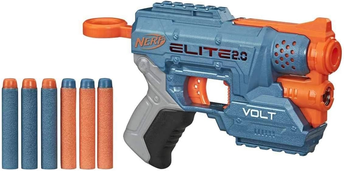 Nerf Elite 2.0 Volt SD-1 Blaster – 6 Official Nerf Darts, Light Beam Targeting, 2-Dart Storage, 2 Tactical Rails to Customise for Battle
