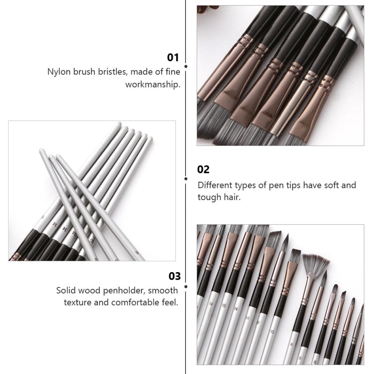 24pezzi Pennelli Pittura Professionali per Dipingere con Setole Morbide e Materiali di Diverse Dimensioni per Disegno e Pittura Inclusa Borsa di Facile Accesso