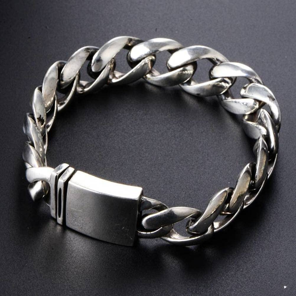 Pulsera de Plata S925 Pulsera de Hombre de Estilo Simple Tejido Brillante Dominante de Los Hombrespulsera