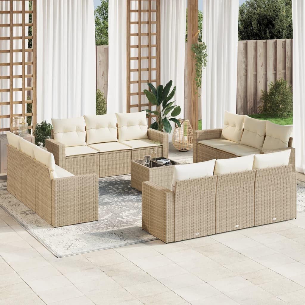 QJBSAVVA 13Piece Garden Sofa Set, Corner Bench Set, Balcony Table and