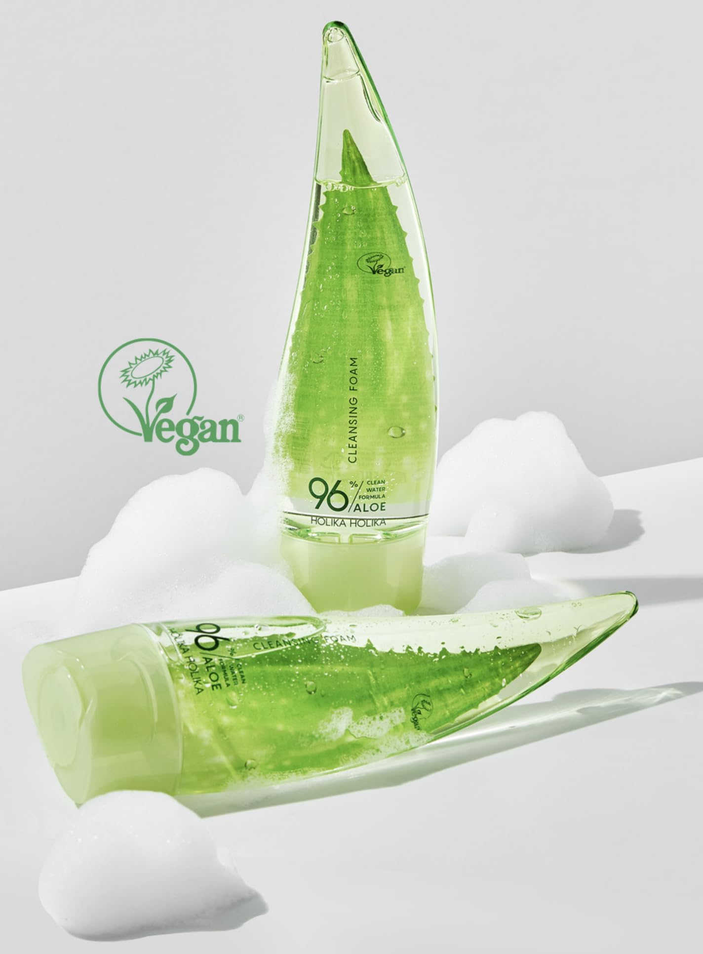 HOLIKAHOLIKA Aloe Clean Water Formula 96% Cleansing Foam (150 ml), 150 ml (Pack of 1) - Image 2