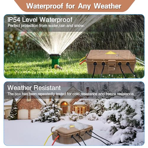 Image of Hrensaw Large Outdoor Electrical Box(12.5x8.5x5inch),IP54 Waterproof Outdoor Outlet Covers,Weatherproof Extension Cord Covers Protect Outlet,Plug,Timer,Power Strip,Holiday Light,Brown