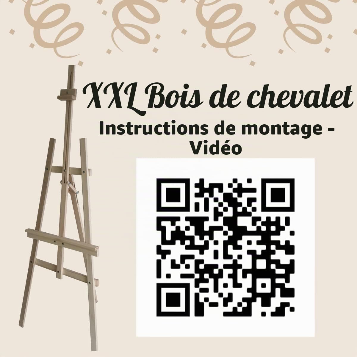 Grand chevalet en bois de hêtre de 170 cm - Pour peinture d'art, exposition, publicité extérieure - Convient pour les châssis jusqu'à 100 cm de hauteur - Chevalet de présentation réglable