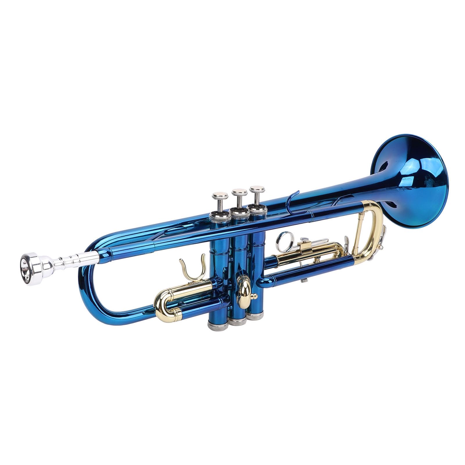 Tromba, Tromba per Prestazioni Professionali Eccellente qualità del Suono Tromba Standard in Sib Colore Blu Tasti in Rame Dorato Tromba per Principianti con Bocchino Comodo per