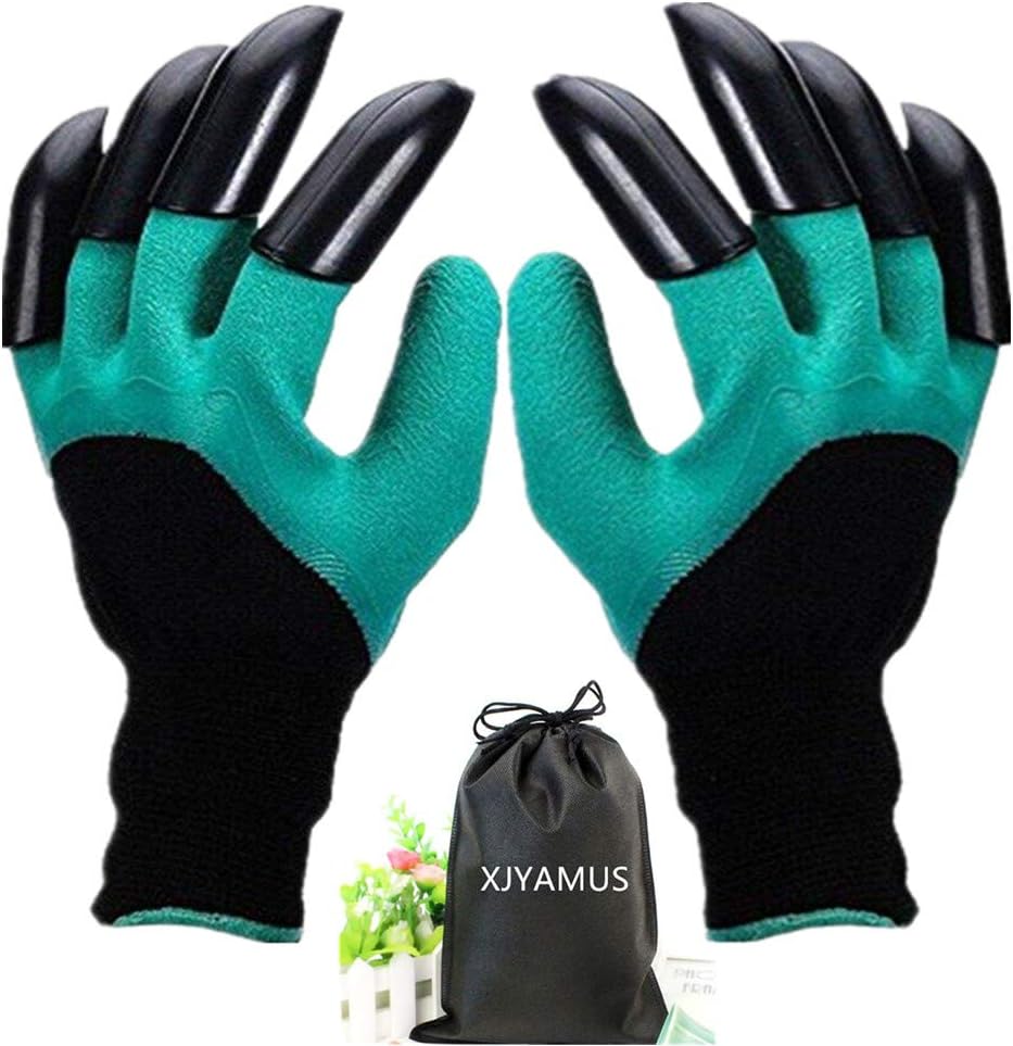 XJYAMUS Garden Genie Gloves, Waterproof Garden Gloves with Claw For Digging Planting, Best Gardening Gifts for Women and Men. (Green)