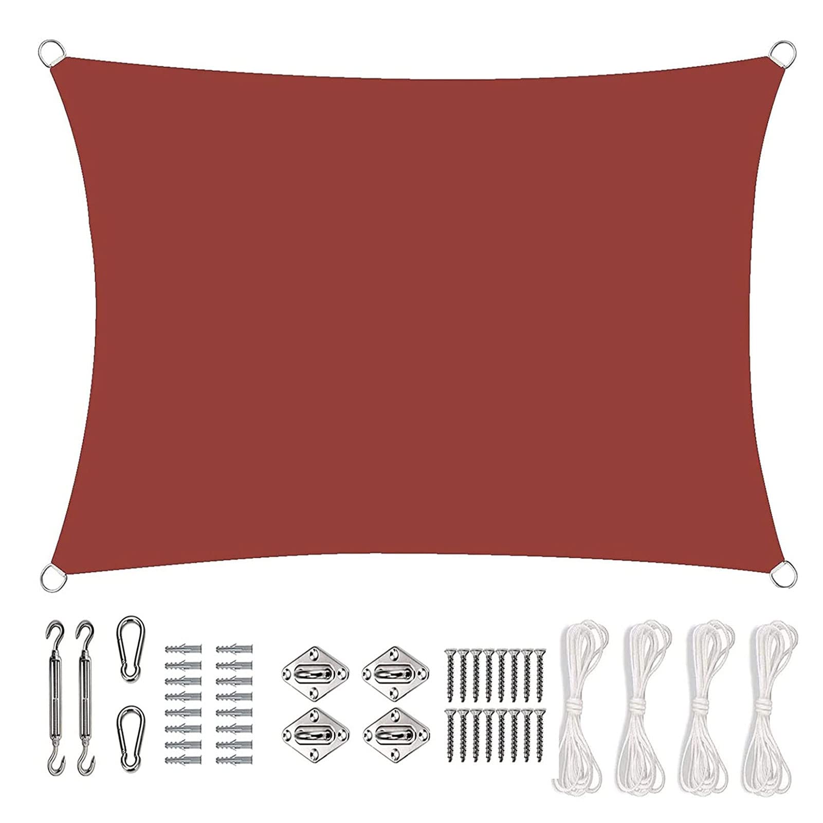 Voile pare-soleil robuste de 6x8m en tissu haut de gamme avec quincaillerie inox