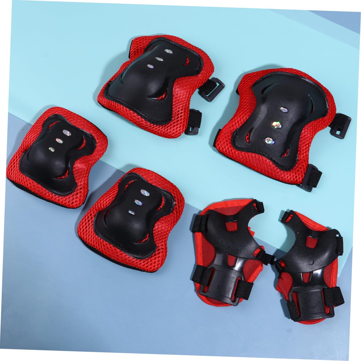 ibasenice 6Pcs Protective Gear Comfortable Knee and Elbow Pads for Cycling Skateboarding and Outdoor Sports Stylish Black and Red Color for Young Riders