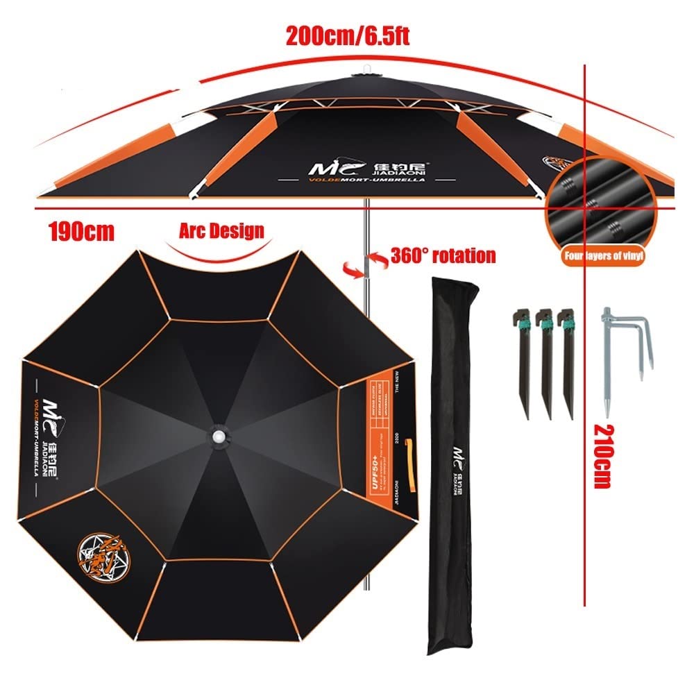 Parasol De Plage Anti Vent, Parasol D'extérieur, Protection UPF 50+, Parapluie Portable avec Fonction D'inclinaison Et Sac De Transport(200cm/6.5ft)