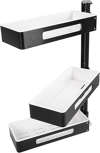 Organizador para especias, 3 capas montado en la pared, sin taladro, estante flotante giratorio de 220.5lbs de carga para cocina, condimento Organizador para especias, 3 capas montado en la pared, sin taladro, estante flotante giratorio de 220.5lbs de carga para cocina, condimento