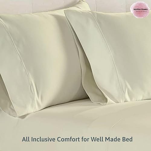 Miniatura 9 de MyGiza Sheets, Juego de sábanas 100% de algodón egipcio Giza, tamaño individual XL, para colchones de hasta 18 pulgadas de profundidad (4 piezas) a