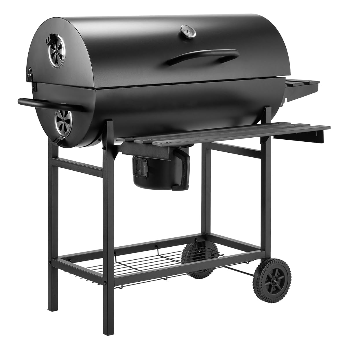 DEWINNER Charcoal Grill XXL, Portable Outdoor BBQ with Adjustable Charcoal Pan, Thermometer, Folding Side Table, Rolling Wheels, Grill Gloves & Food Clips