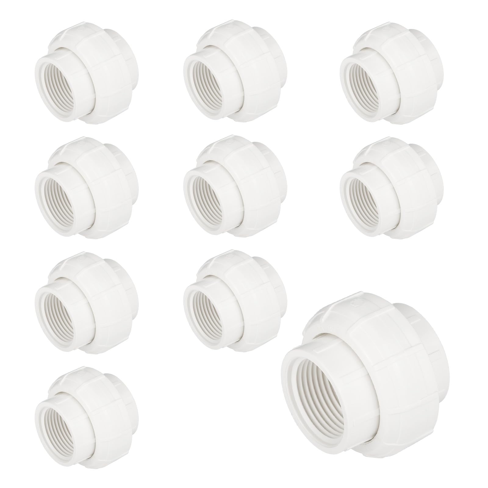 10PACK GUOFIS PVC Fittings,1/2"FIP Union Coupling for PVC Pipe, Schedule 40 Construction