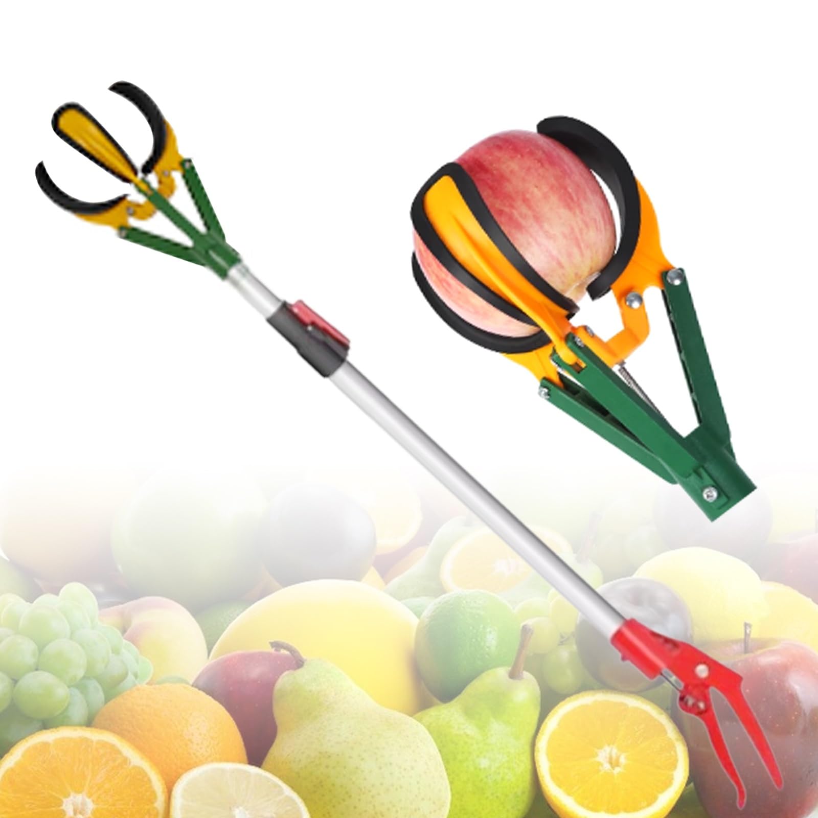 Apfelsammler, Apfelernter mit Teleskopstiel 39"-59", Apfelpflücker mit Anti-Rutsch-Bezug, Obstfänger for Birnen, Orangen, Aprikosen, Limetten, Nektarinen